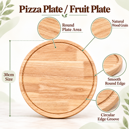 30cm Round Wooden Pizza Serving Plate