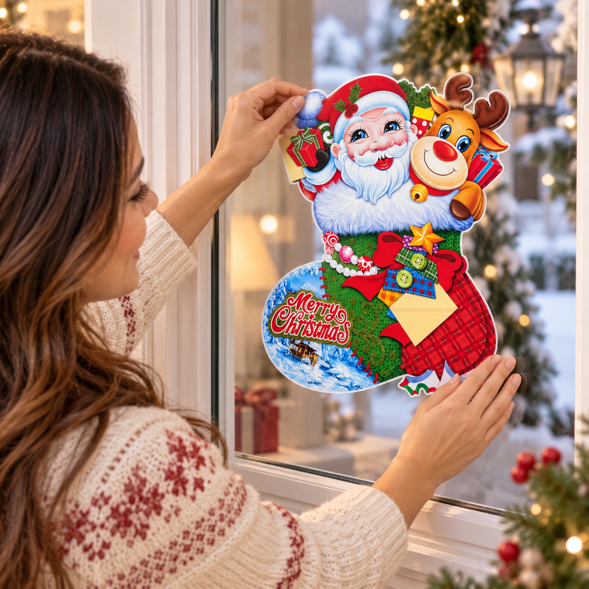Santa & Reindeer Christmas Sticker
