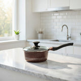 18cm Die-Cast Induction Saucepan with Glass Lid – Ceramic Coating, Korean Technology, Healthy Non-Stick Cooking