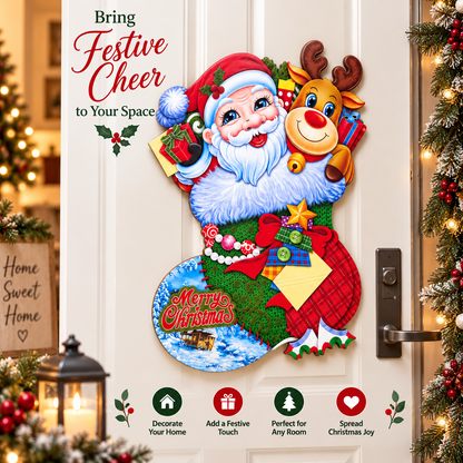 Santa & Reindeer Christmas Sticker