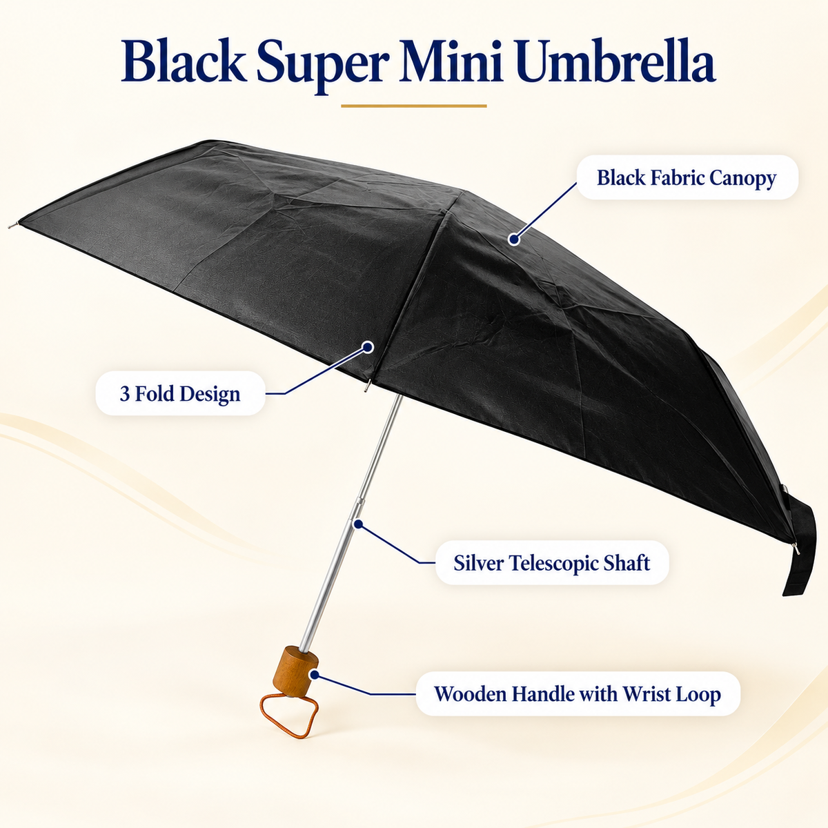 3 Fold Mini Umbrella Brown Blue Black Red