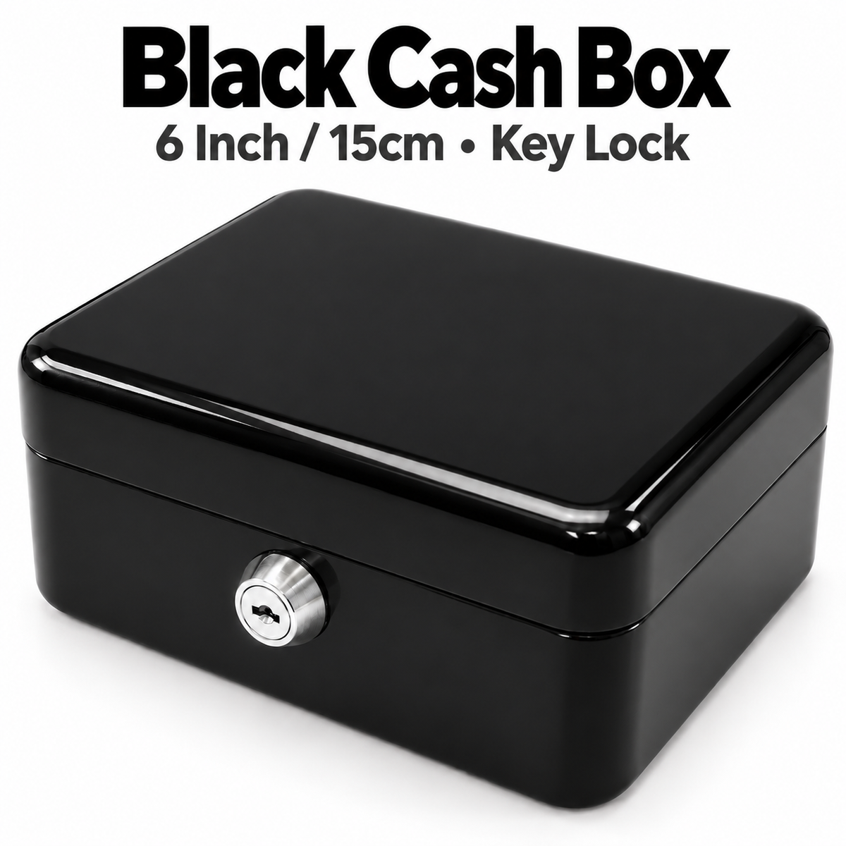6 Inch Cash Box with Key Lock Red, Blue, Black