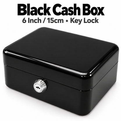 6 Inch Cash Box with Key Lock Red, Blue, Black