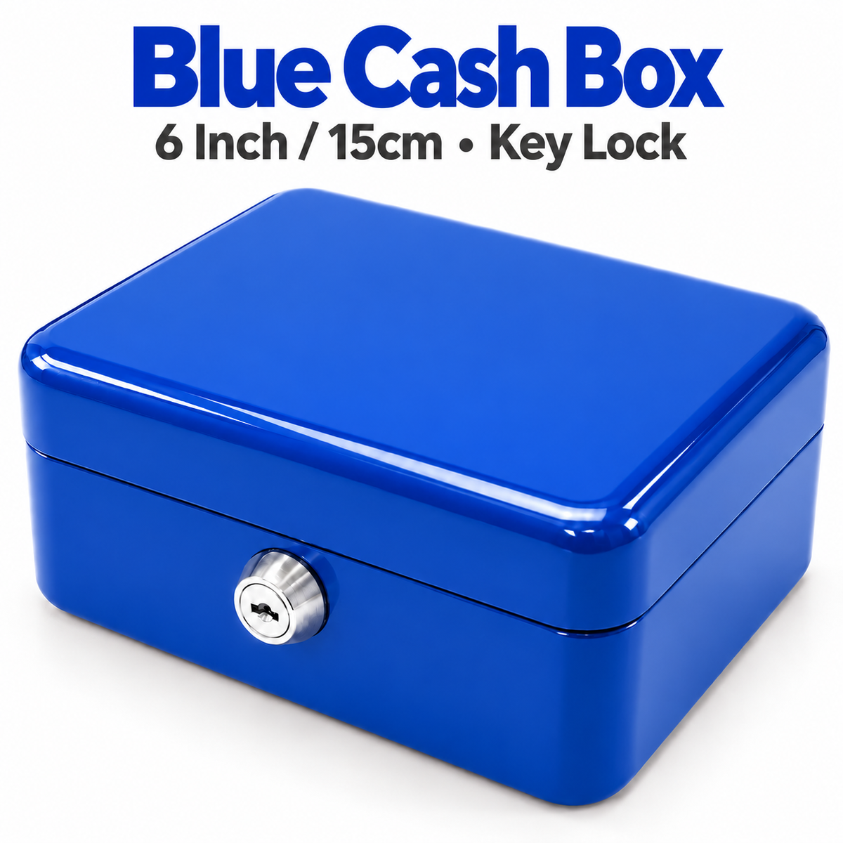 6 Inch Cash Box with Key Lock Red, Blue, Black