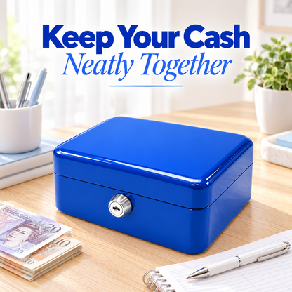 6 Inch Cash Box with Key Lock Red, Blue, Black