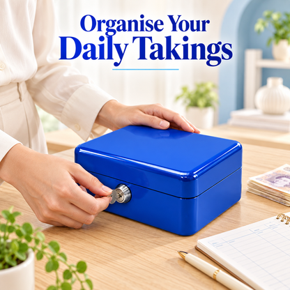 6 Inch Cash Box with Key Lock Red, Blue, Black