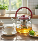 Glass Tea & Coffee Pot – 1800ml – Red Handle & Lid