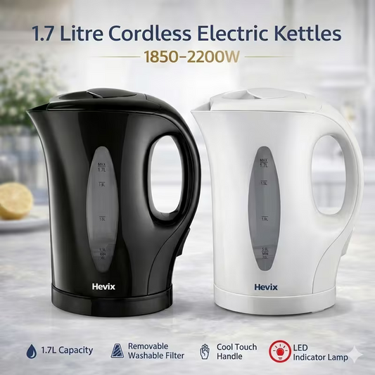 1.7L Electric Cordless Kettle 2200W Fast Boil Water Kettle with Auto Shut-Off, Washable Filter, LED Indicator, Hinged Lid, Ergonomic Handle for Home & Office Use