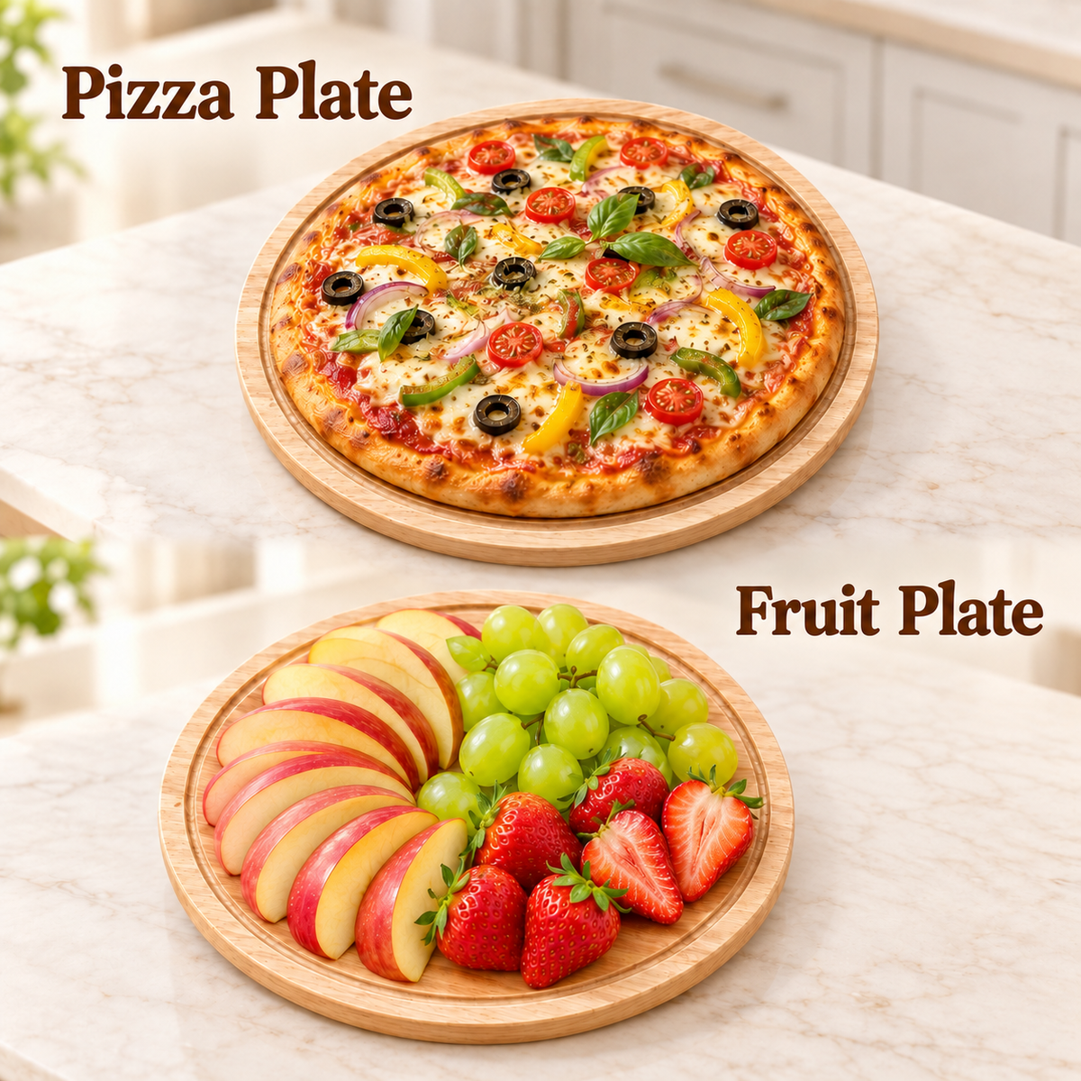 30cm Round Wooden Pizza Serving Plate