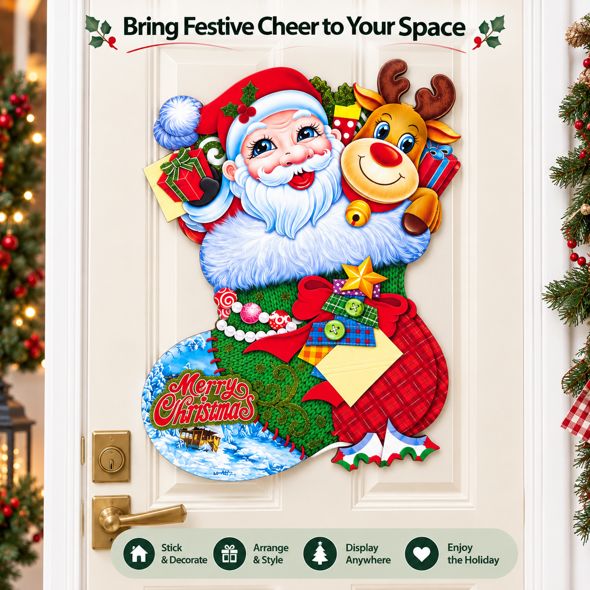 Santa & Reindeer Christmas Sticker