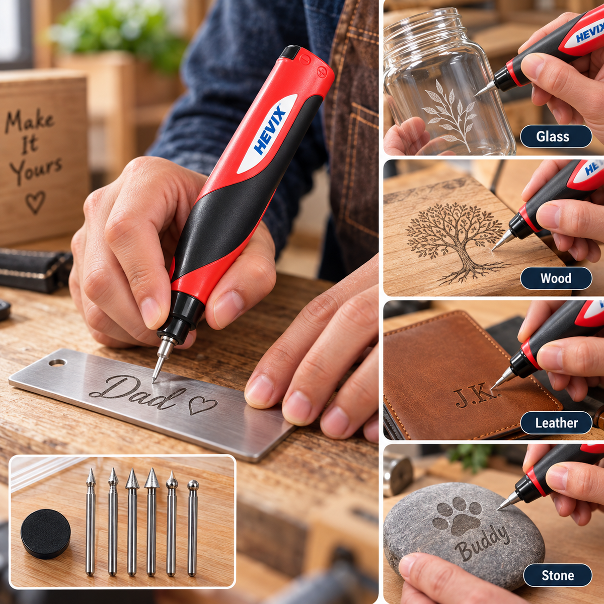 3V Pen Engraver Kit – 12000RPM with 6 Burr Tips