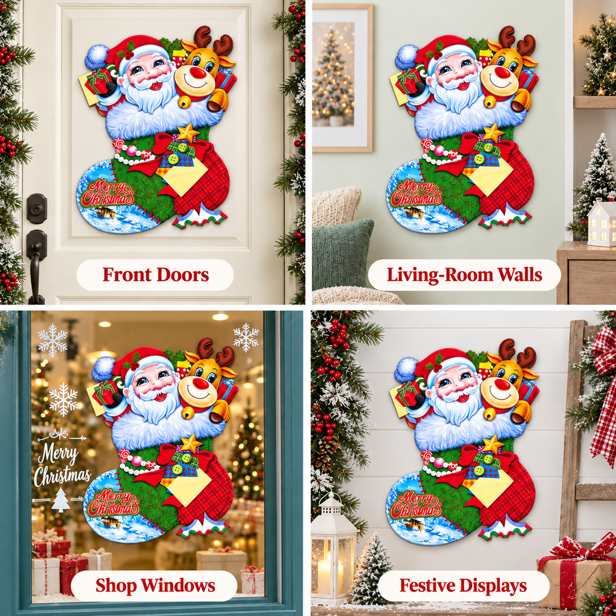Santa & Reindeer Christmas Sticker