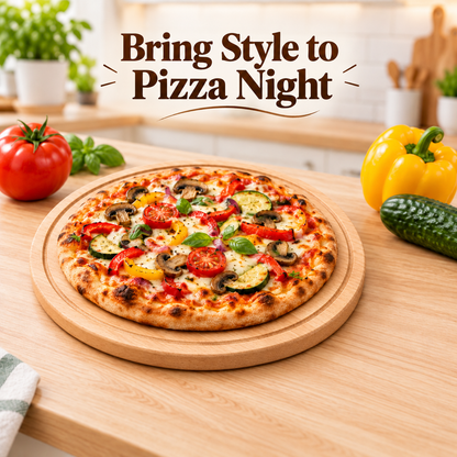 30cm Round Wooden Pizza Serving Plate