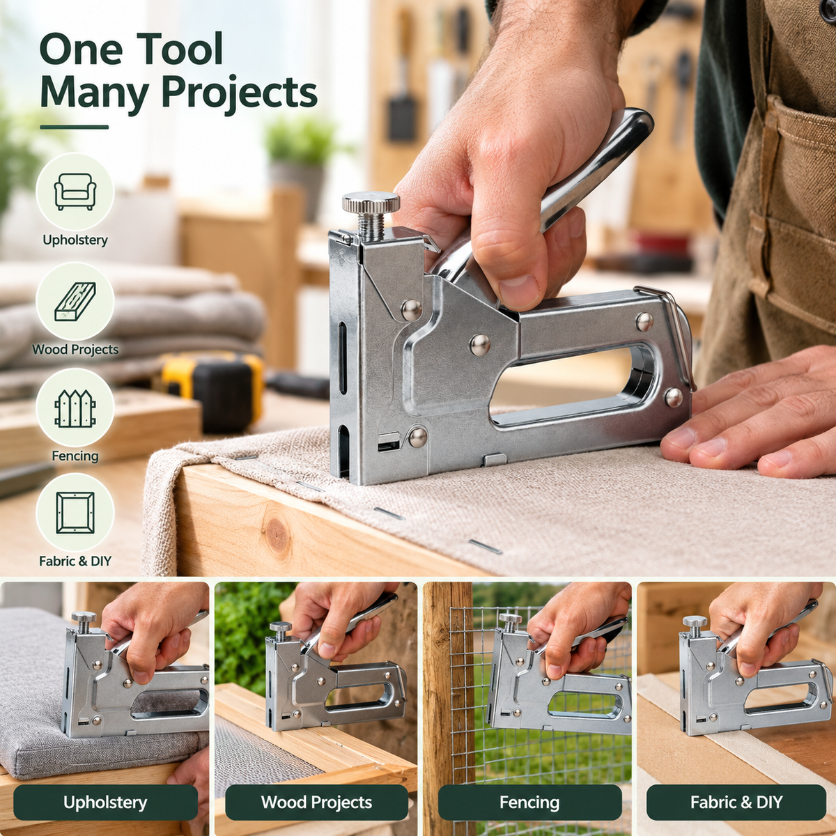 3-Way Staple Gun Kit with 1000pc Staples & Case