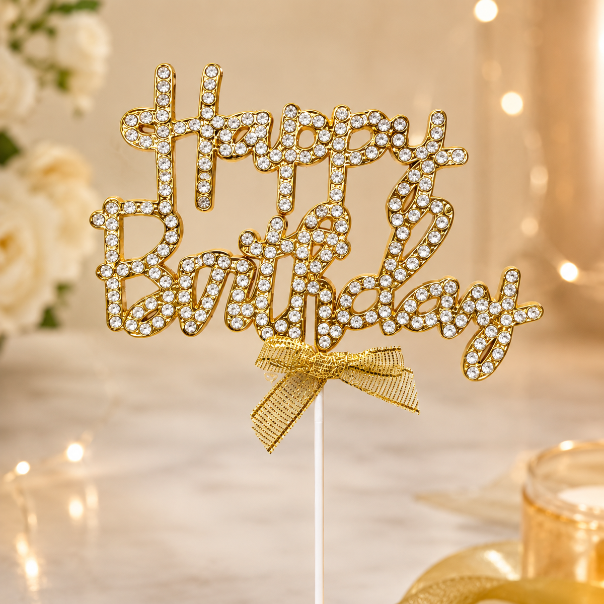Gold Happy Birthday Cake Topper