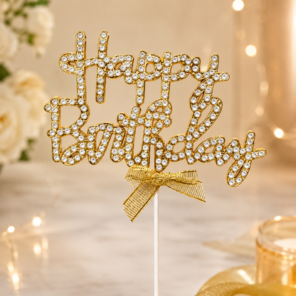 Gold Happy Birthday Cake Topper