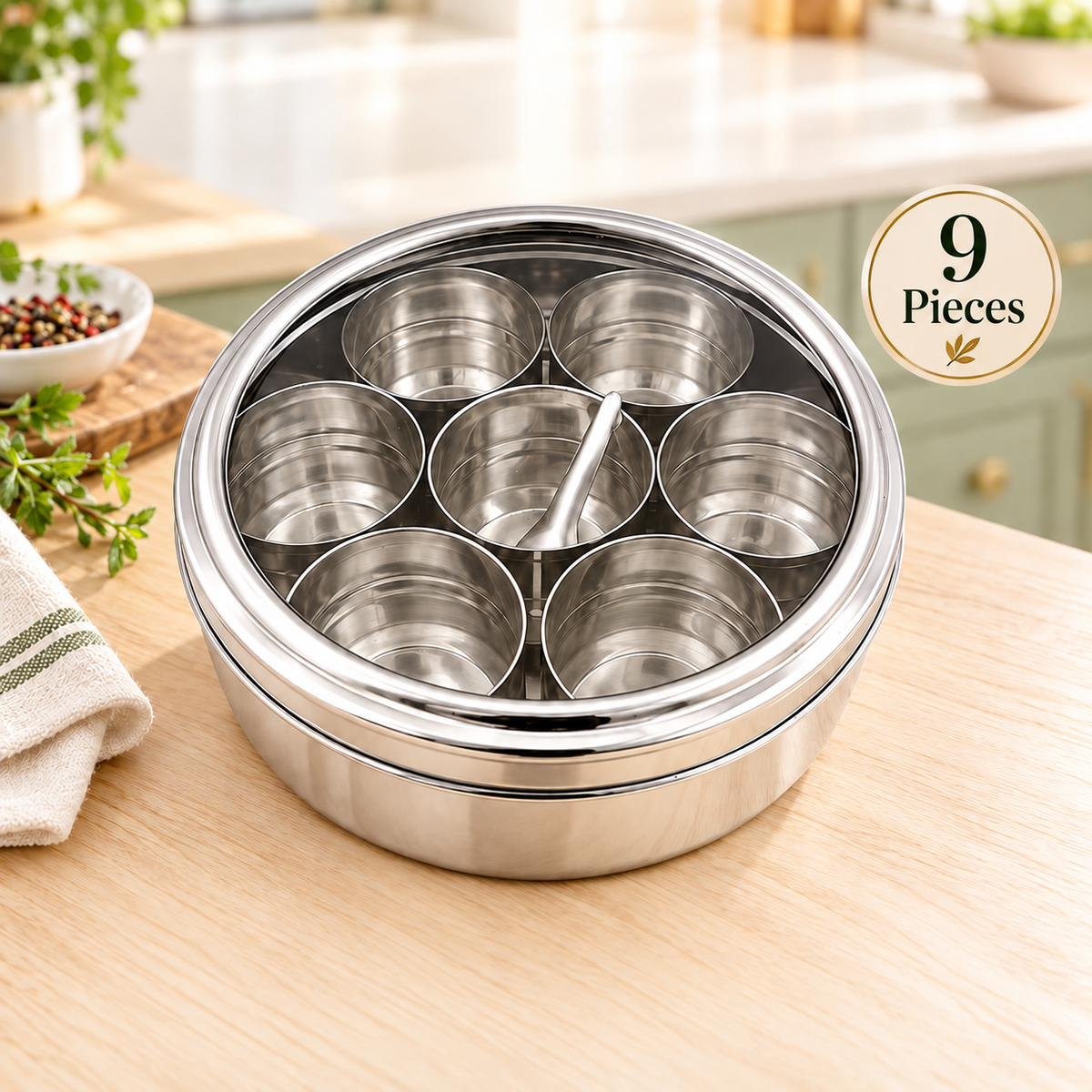 9-Piece Stainless Steel Spice Canister Set