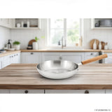 24cm Fry Pan with Wooden Handle Single Piece for Stovetop Cooking