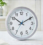 Modern White Wall Clock with Blue Second Hand