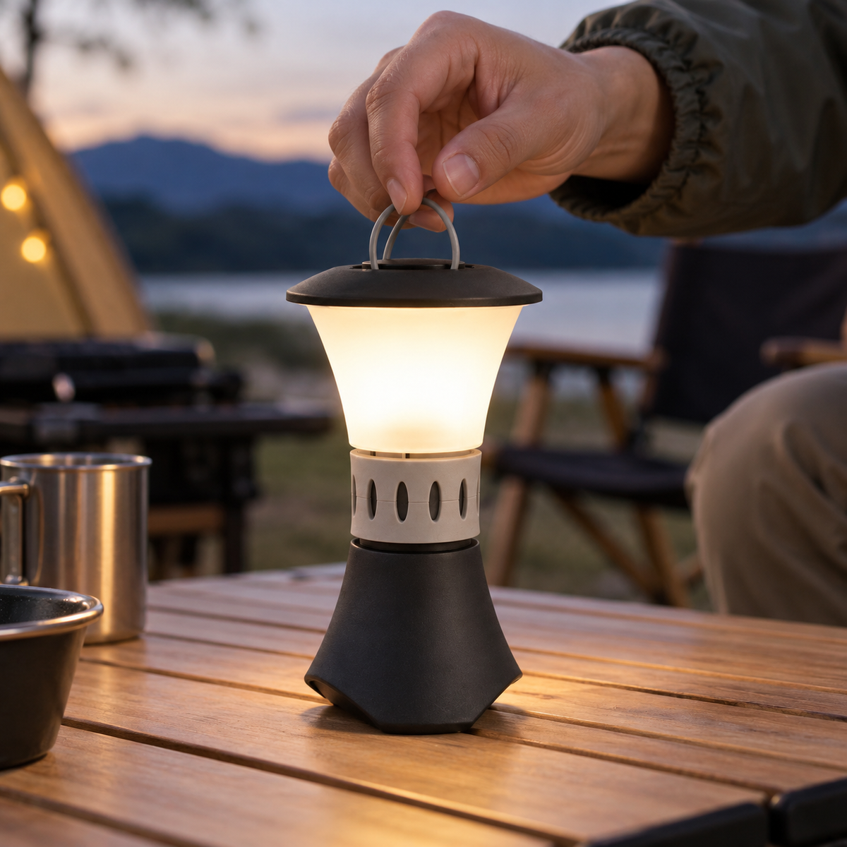 1 LED Lantern with Ground Stake