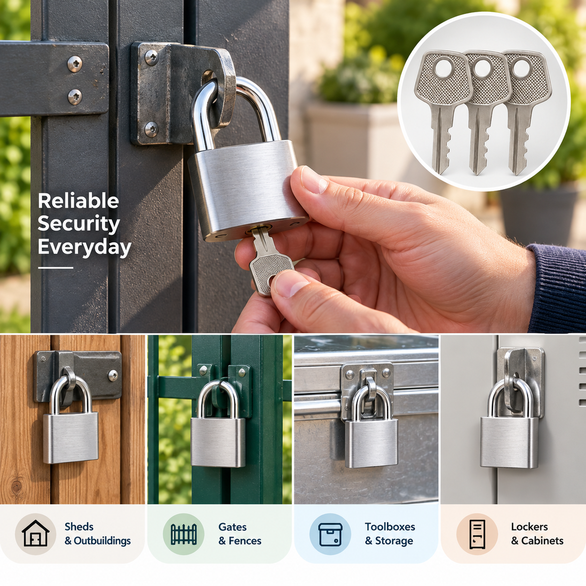 50mm Keyed Padlock with 3 Keys