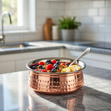 13cm Copper & Stainless Steel Handi Balti Dish – Hammered Exterior, Polished Interior, Ideal for Serving Curries & Dals