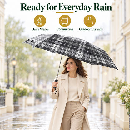 3 Fold Checked Mini Umbrella – Red Navy Purple Yellow Black Grey