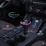 Car Charger with Music Play & Hands-Free Calls  Dual USB + FM Transmitter  Fast 3A Output