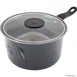 18cm Milk Pan with Glass Lid and Black Handle for Stovetop Cooking