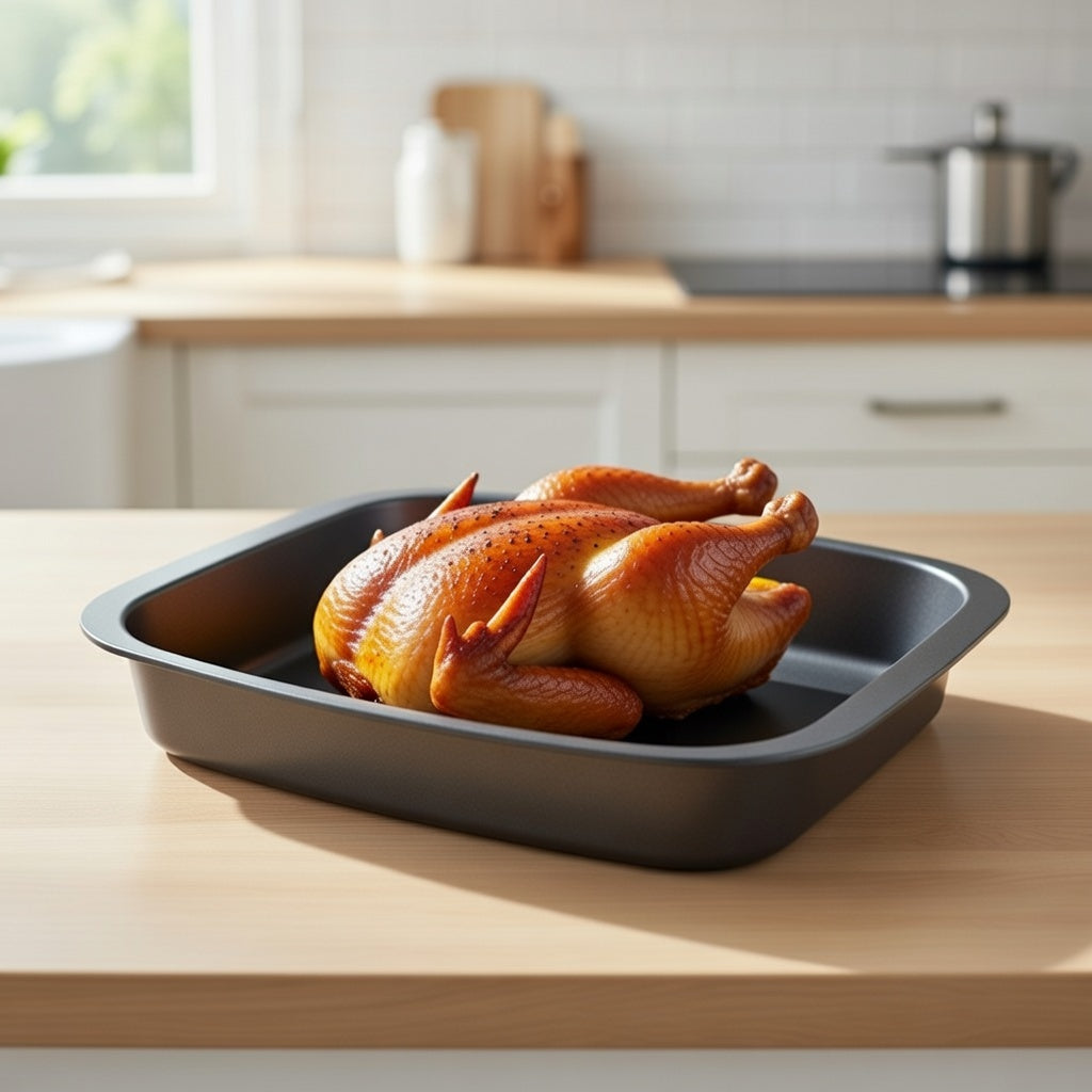 32 x 25.5 x 3.5cm Non Stick Oblong Roaster Oven Cooker Grill Pan