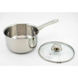 20cm Stainless Steel Milk Pan with Induction Base and Glass Lid
