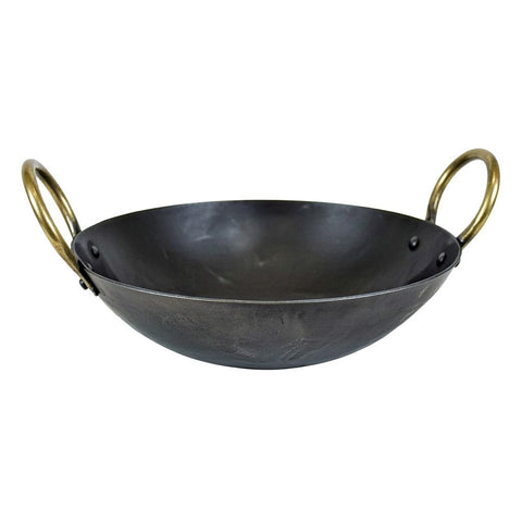 10 Inch Round Bottom Iron Kadahi with Two Handles