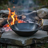 10 Inch Round Bottom Iron Kadahi with Two Handles