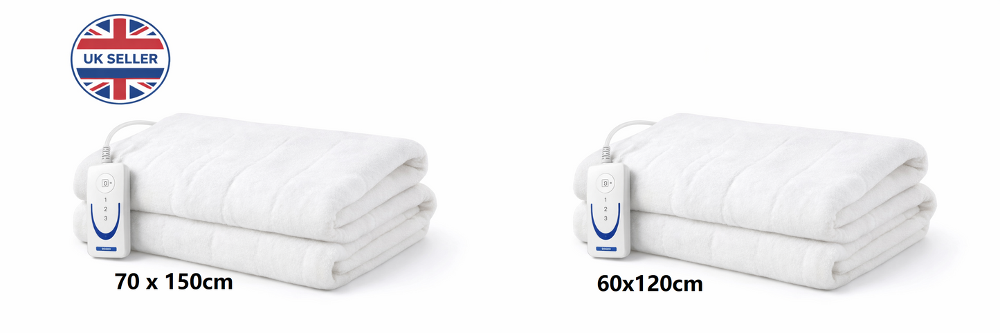 Single Electric Blanket Under Blanket – 3 Heat Settings Fast Pre-Heat & Overheat Protection 60x120cm and 70 x 150cmBed Warmer