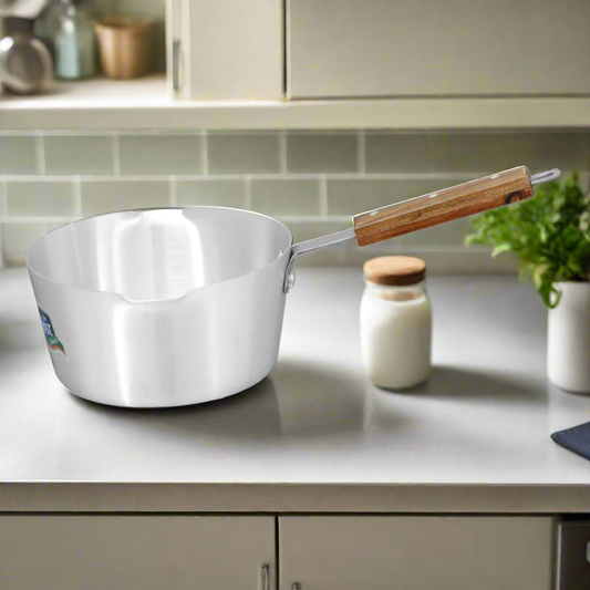 20cm Milk Pan with Wooden Handle Single Piece for Stovetop Cooking