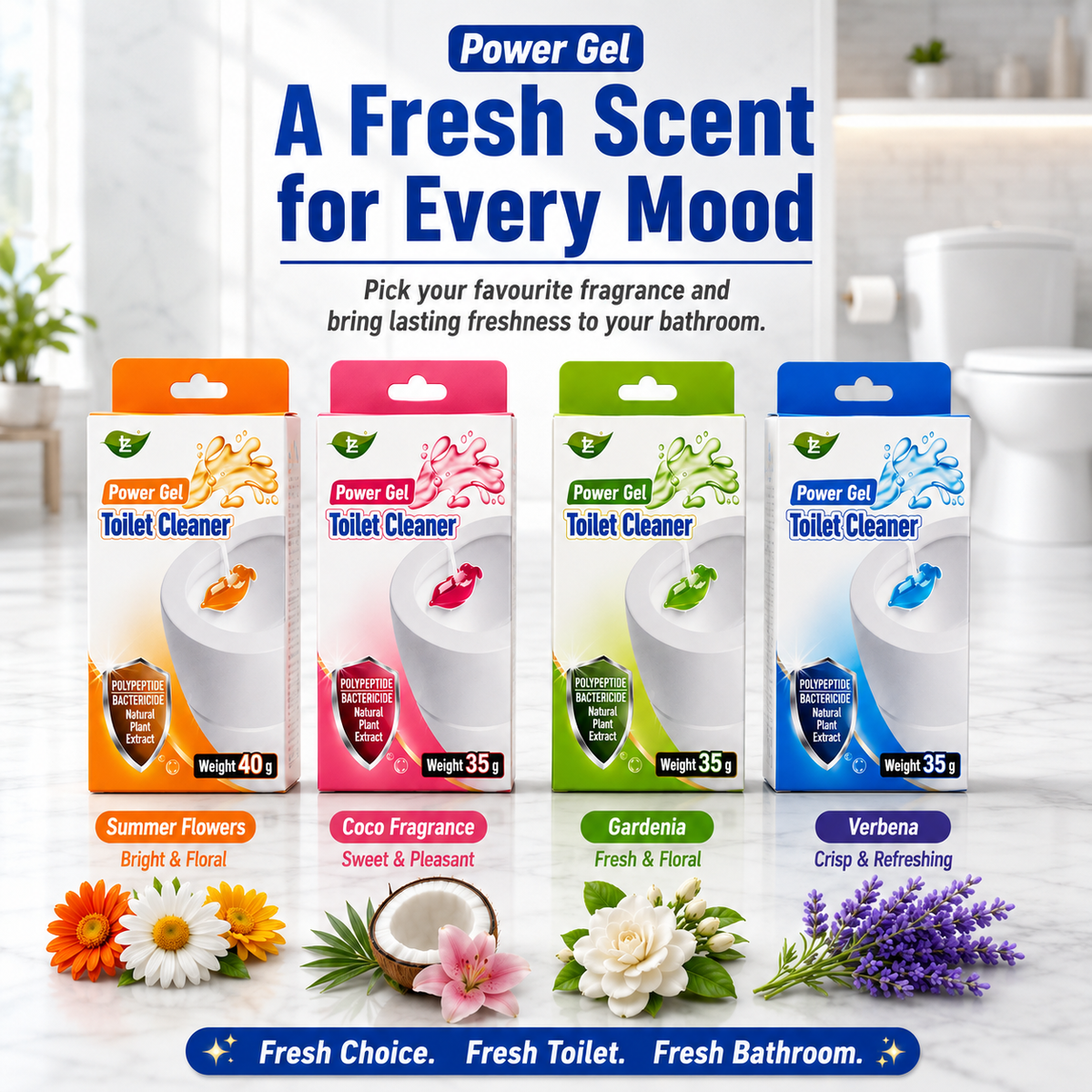 Power Gel Toilet Cleaner – Fresh Fragrance Toilet Bowl Gel