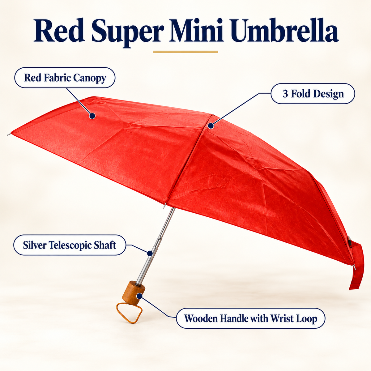3 Fold Mini Umbrella Brown Blue Black Red