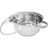 22cm Stainless Steel Casserole with Induction Base and Glass Lid