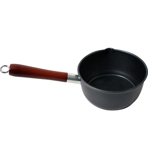 16cm Milk Pan with Glass Lid and wood Handle