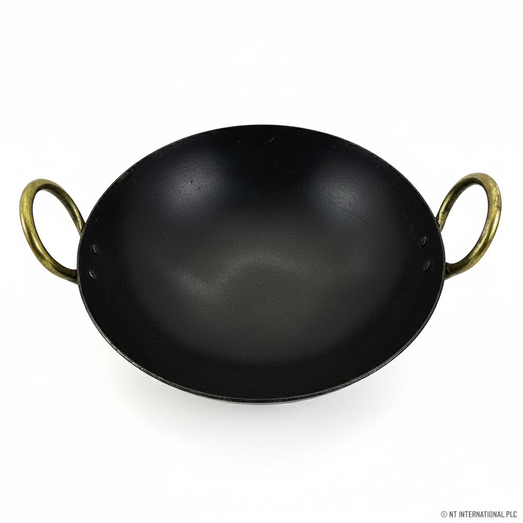 10 Inch Round Bottom Iron Kadahi with Two Handles