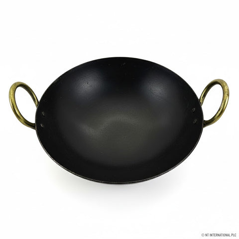 10 Inch Round Bottom Iron Kadahi with Two Handles