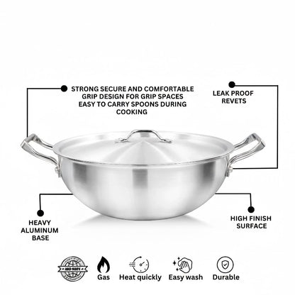 22cm Wok with Lid Single Piece for Stovetop Cooking