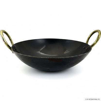 10 Inch Round Bottom Iron Kadahi with Two Handles