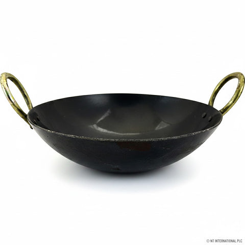 10 Inch Round Bottom Iron Kadahi with Two Handles