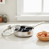 7pc 18cm Stainless Steel Egg Poacher with Non Stick Inserts