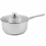 20cm Stainless Steel Milk Pan with Induction Base and Glass Lid