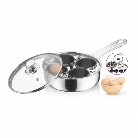 7pc 18cm Stainless Steel Egg Poacher with Non Stick Inserts