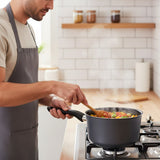 20cm Milk Pan with Glass Lid and Black Handle