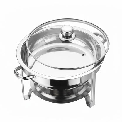4.5L Stainless Steel Round Chafing Dish with Glass Lid