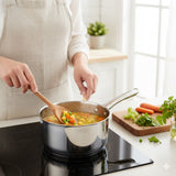 20cm Stainless Steel Milk Pan with Induction Base and Glass Lid